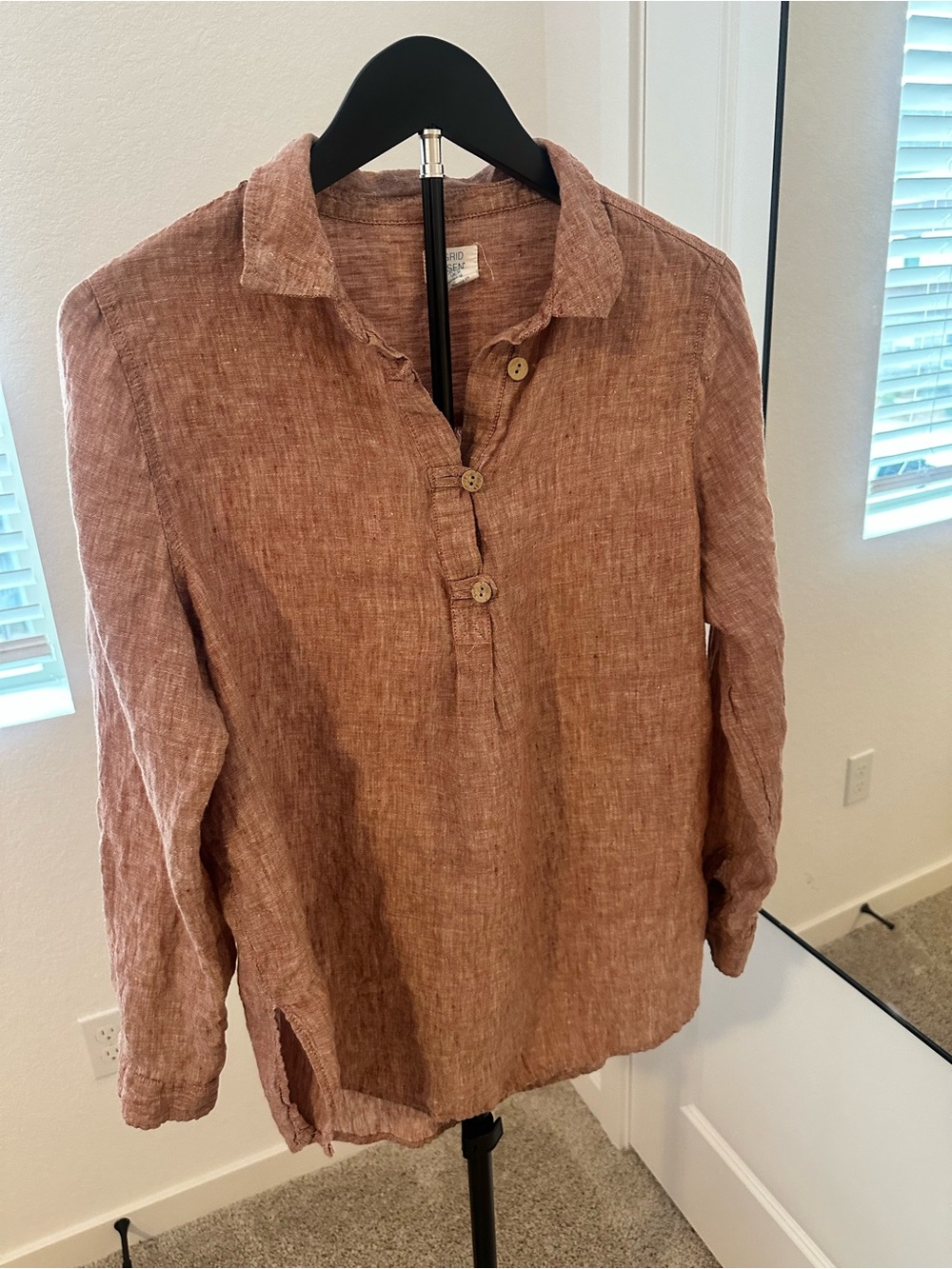 Sigrid Olsen 100% Linen Dusty Rose Popover Shirt Size M - Picture 2 of 8